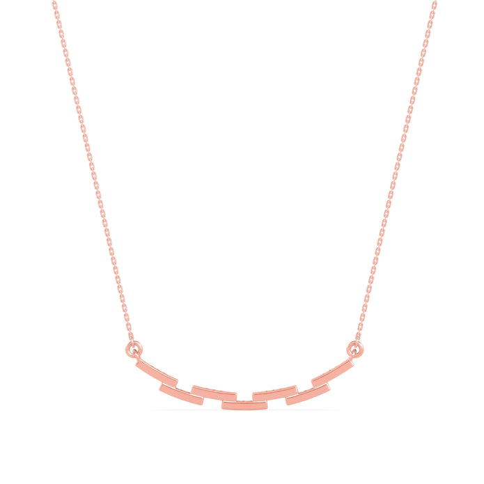 0.24Ct Curved Bar Design Pave Lab-Grown Diamond Gold Pendant Necklace