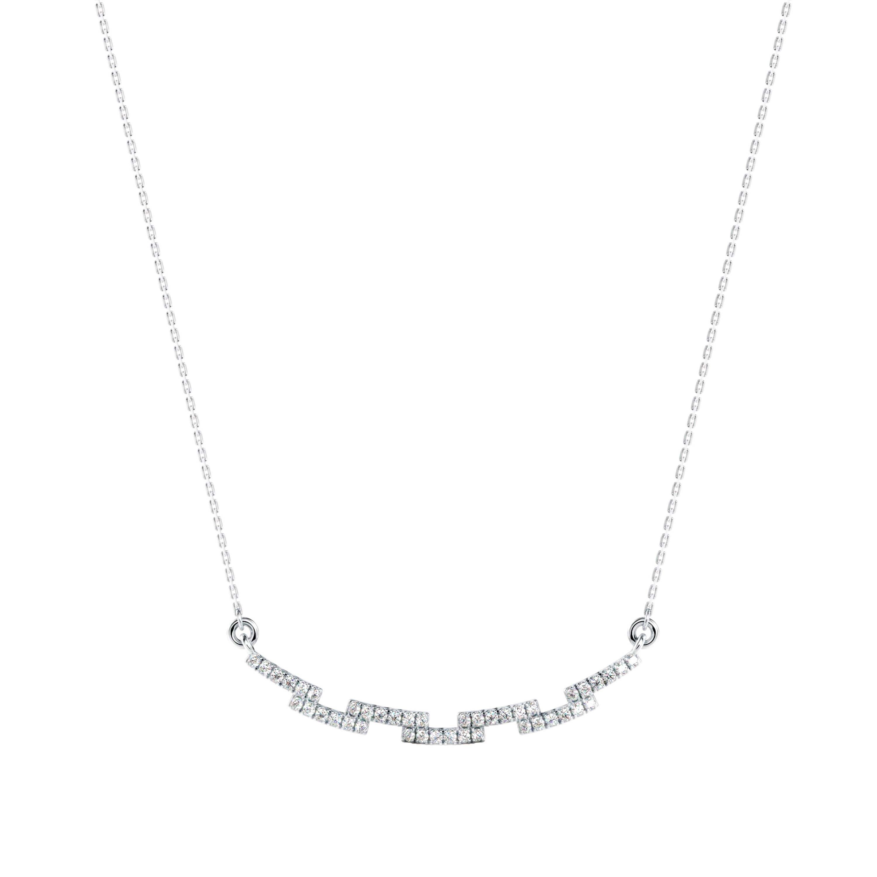 0.24Ct Curved Bar Design Pave Lab-Grown Diamond Gold Pendant Necklace