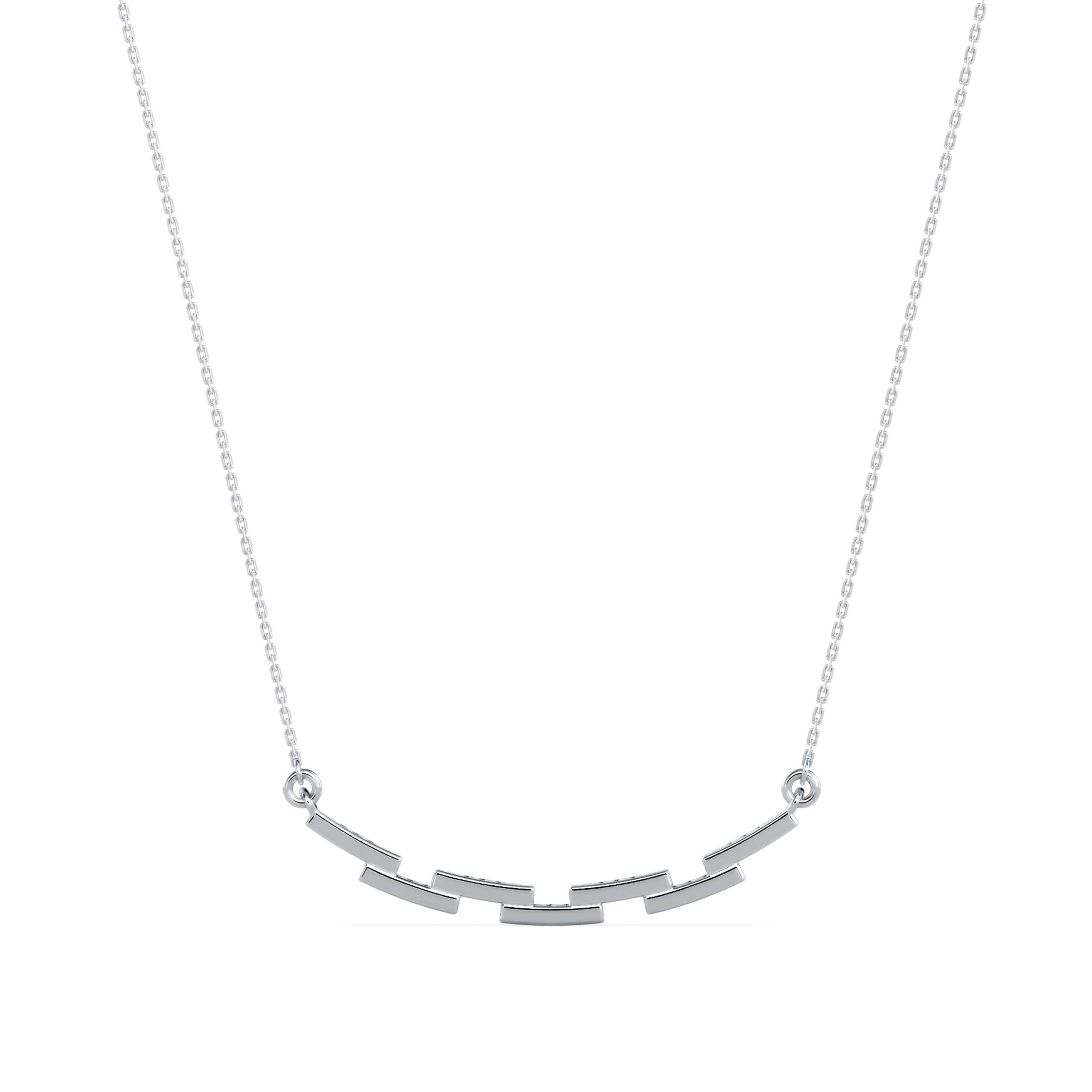 0.24Ct Curved Bar Design Pave Lab-Grown Diamond Gold Pendant Necklace