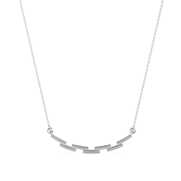 0.24Ct Curved Bar Design Pave Lab-Grown Diamond Gold Pendant Necklace