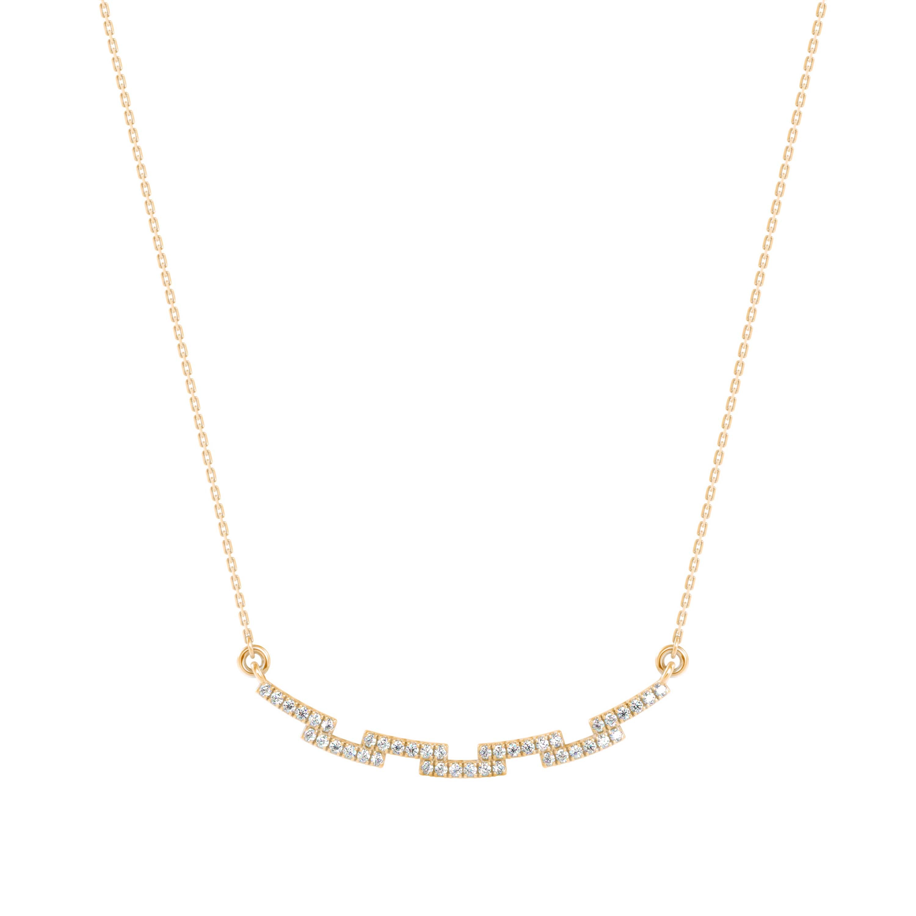 0.24Ct Curved Bar Design Pave Lab-Grown Diamond Gold Pendant Necklace
