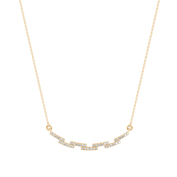 0.24Ct Curved Bar Design Pave Lab-Grown Diamond Gold Pendant Necklace