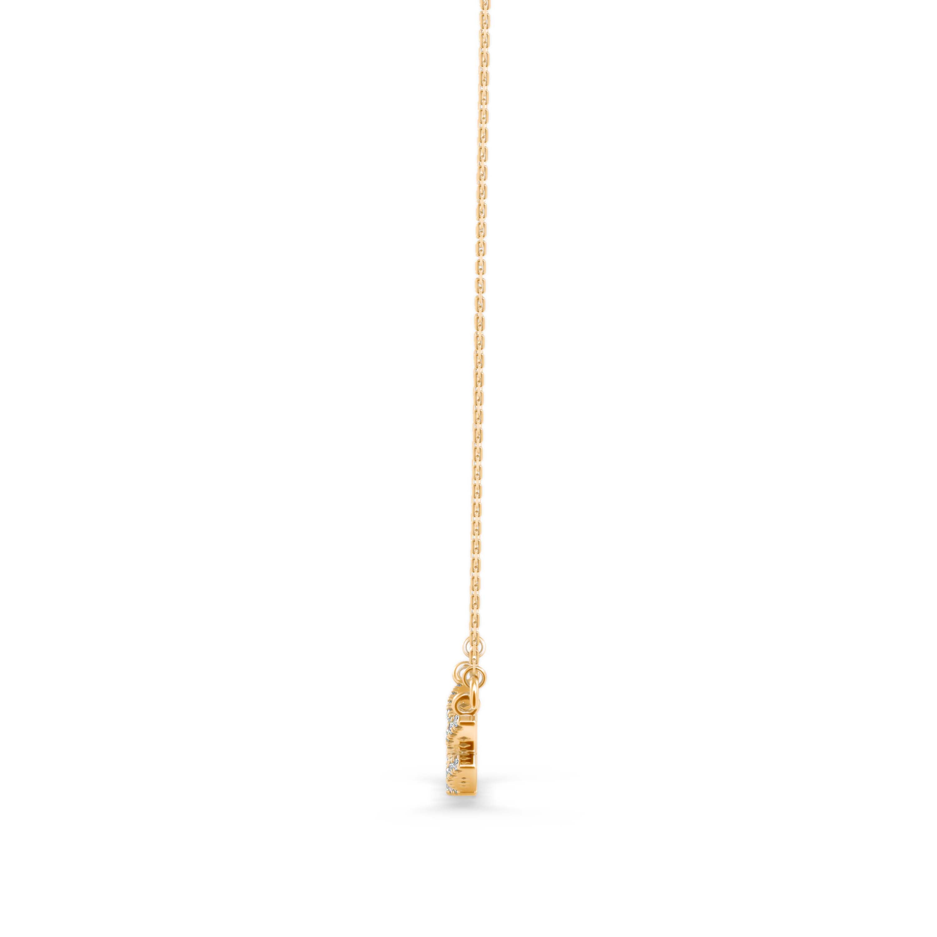 0.24Ct Curved Bar Design Pave Lab-Grown Diamond Gold Pendant Necklace