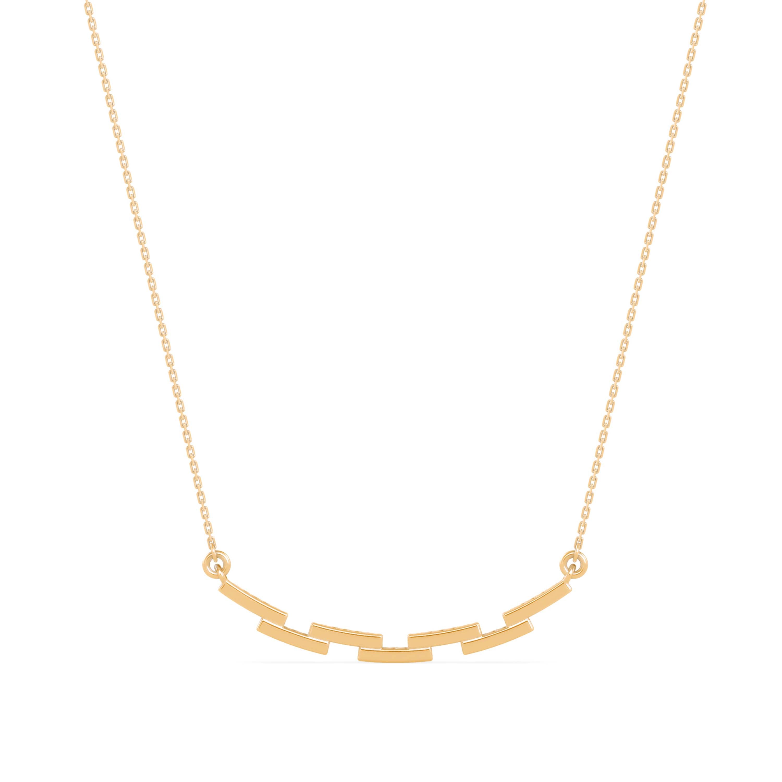 0.24Ct Curved Bar Design Pave Lab-Grown Diamond Gold Pendant Necklace