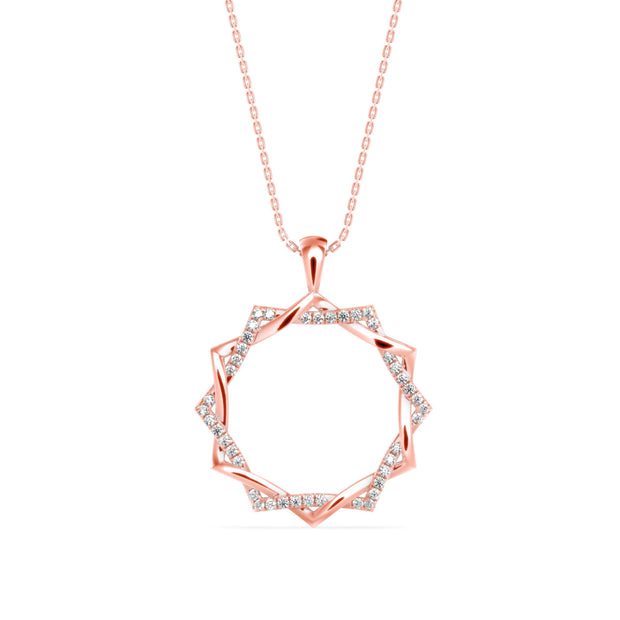 0.21Ct Sunburst Design Pave Lab-Grown Diamond Gold Pendant Necklace