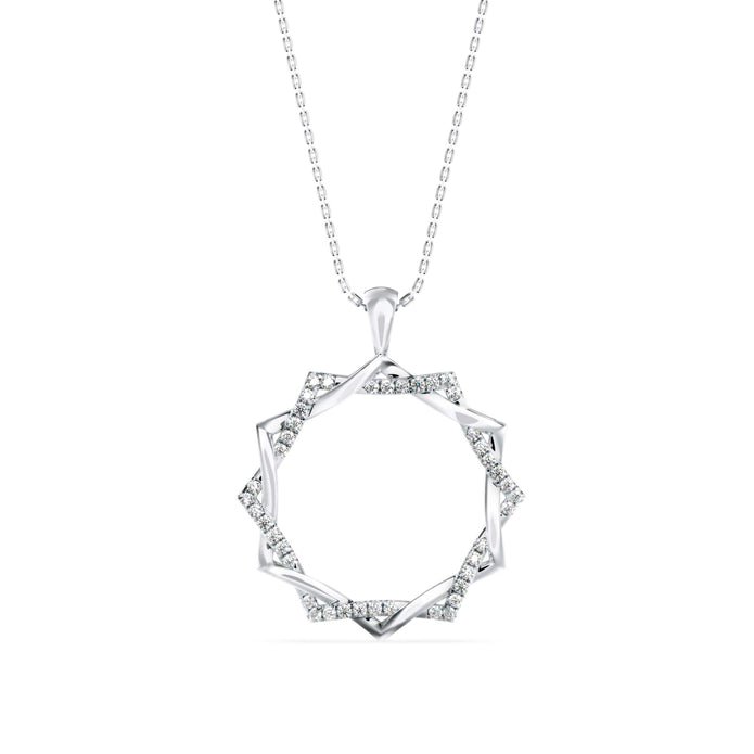 0.21Ct Sunburst Design Pave Lab-Grown Diamond Gold Pendant Necklace