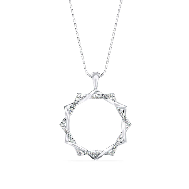 0.21Ct Sunburst Design Pave Lab-Grown Diamond Gold Pendant Necklace