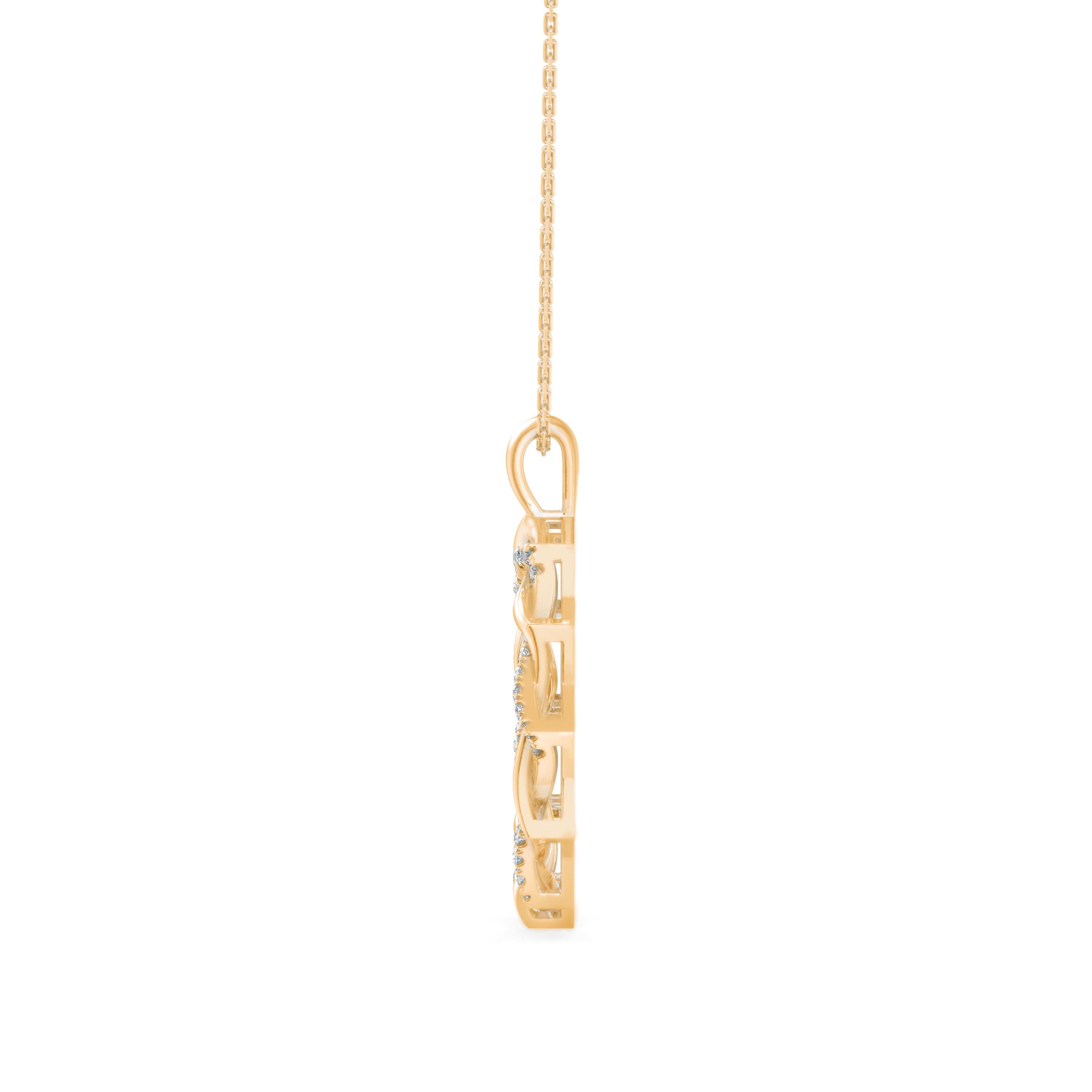 0.21Ct Sunburst Design Pave Lab-Grown Diamond Gold Pendant Necklace