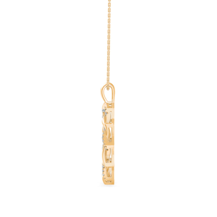 0.21Ct Sunburst Design Pave Lab-Grown Diamond Gold Pendant Necklace