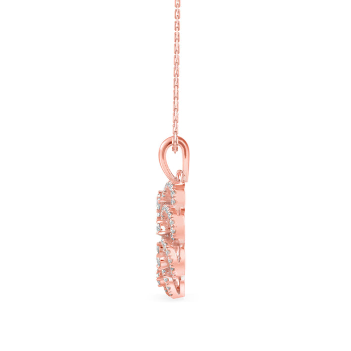 0.38Ct Floral Halo Circle Design Lab-Grown Diamond Gold Pendant Necklace