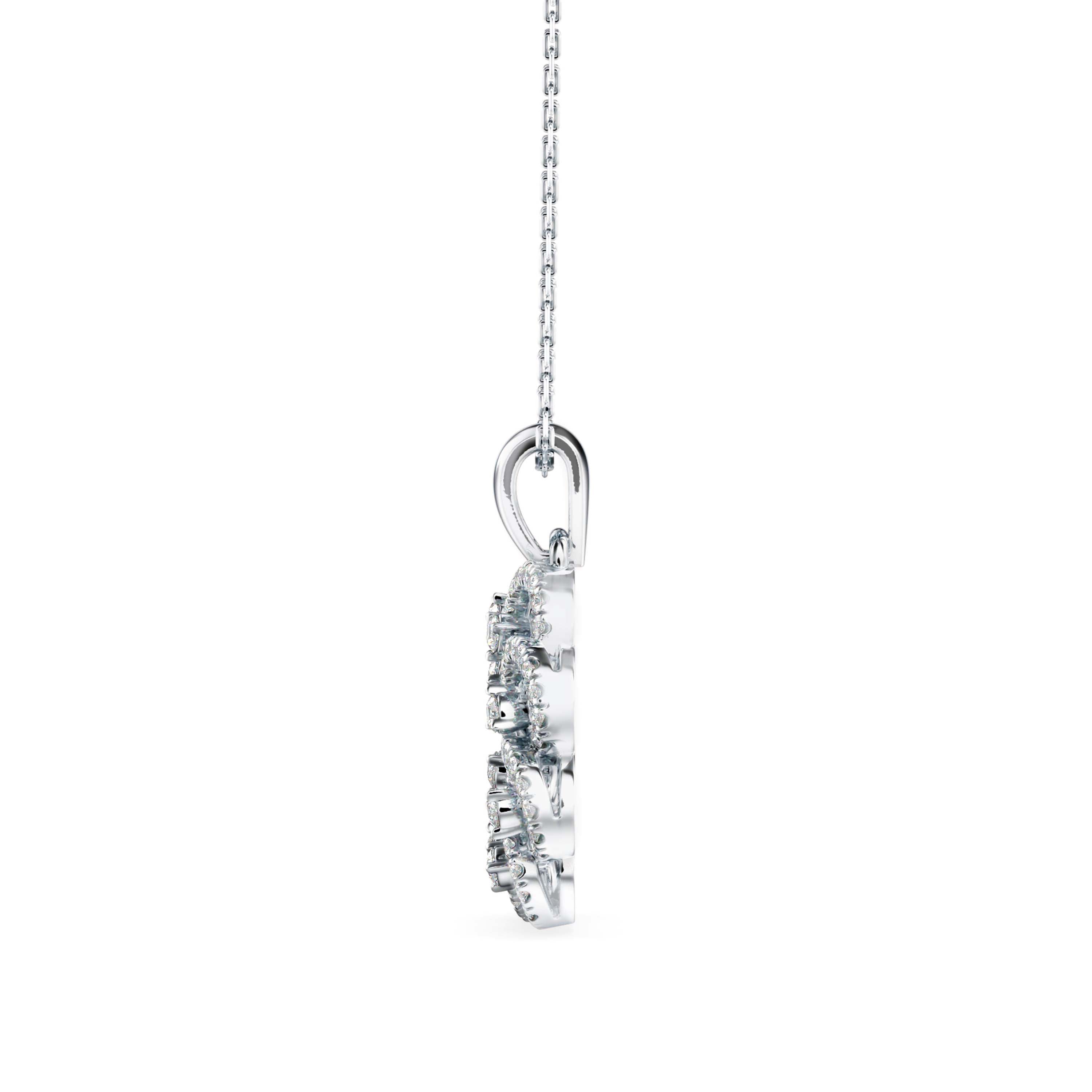 0.38Ct Floral Halo Circle Design Lab-Grown Diamond Gold Pendant Necklace