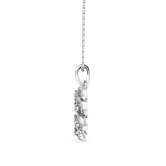 0.38Ct Floral Halo Circle Design Lab-Grown Diamond Gold Pendant Necklace