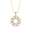 0.38Ct Floral Halo Circle Design Lab-Grown Diamond Gold Pendant Necklace