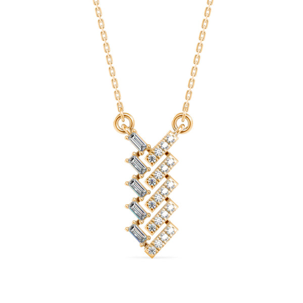 0.25Ct Zigzag Style Prong Lab-Grown Diamond Gold Pendant Necklace
