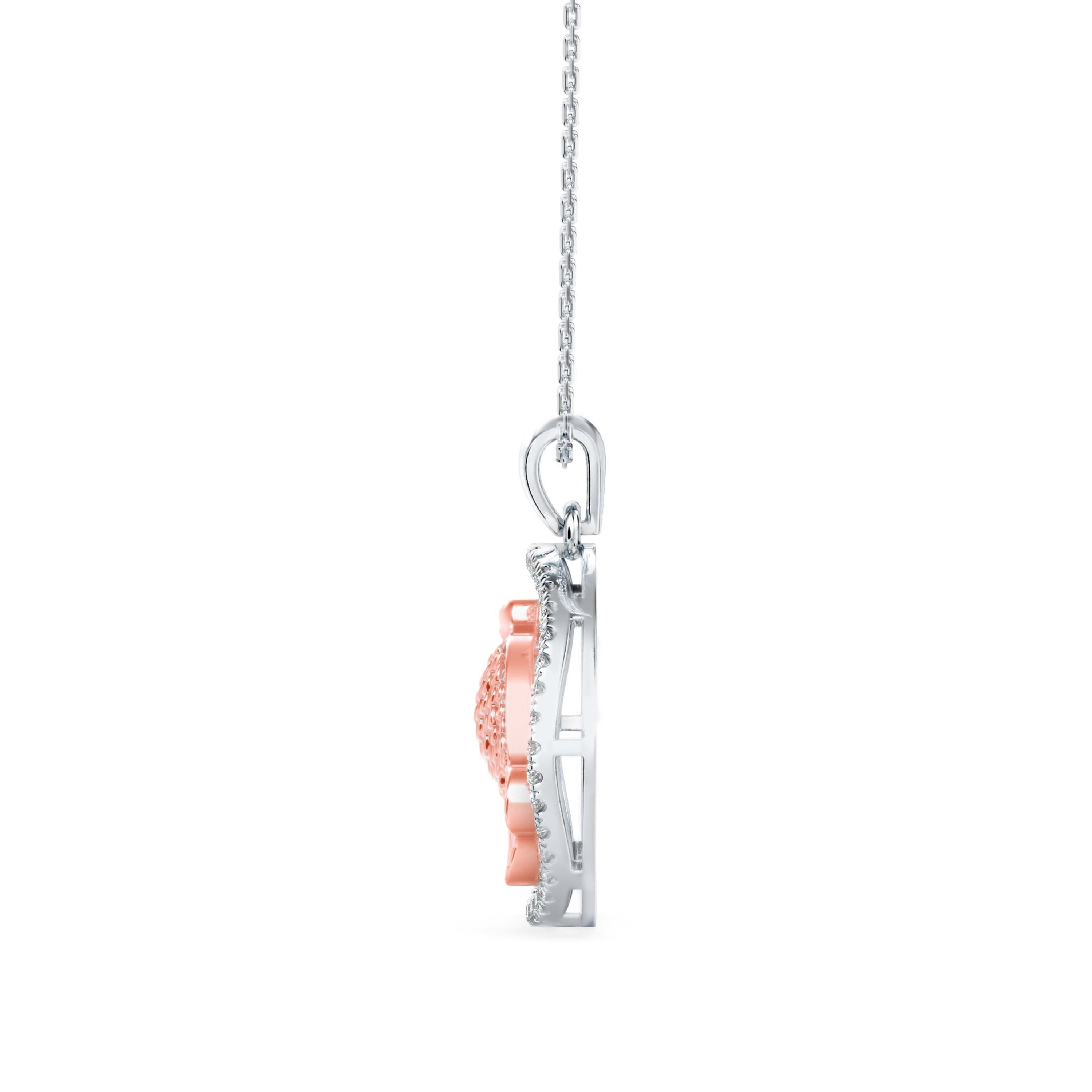 0.26Ct Fish Shape Pave Lab-Grown Diamond Gold Pendant Necklace