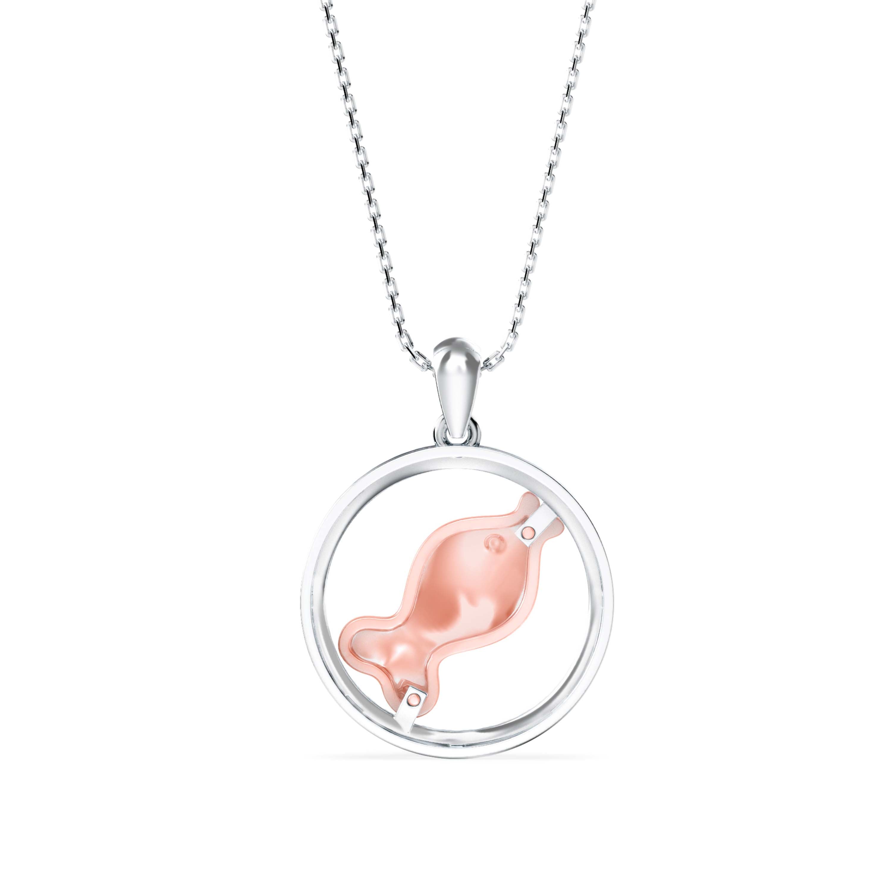 0.26Ct Fish Shape Pave Lab-Grown Diamond Gold Pendant Necklace