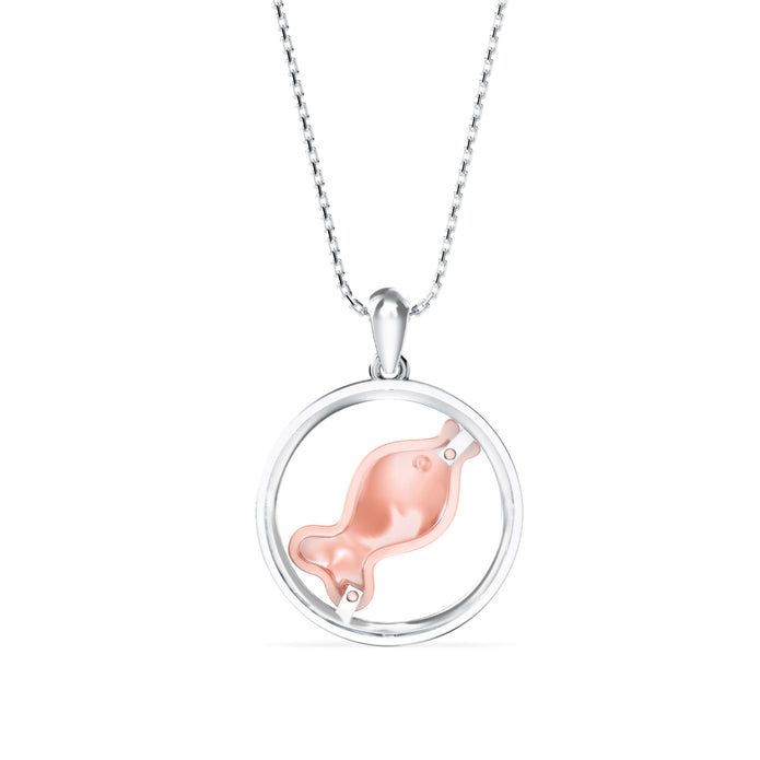 0.26Ct Fish Shape Pave Lab-Grown Diamond Gold Pendant Necklace