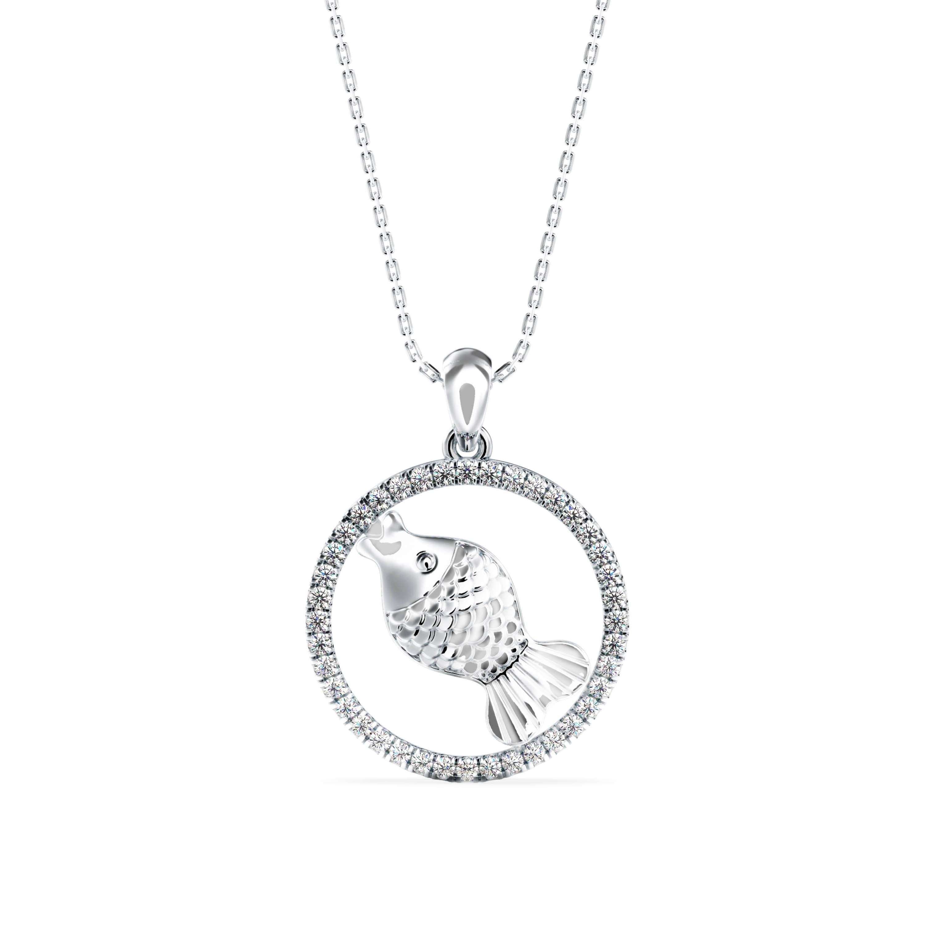 0.26Ct Fish Shape Pave Lab-Grown Diamond Gold Pendant Necklace