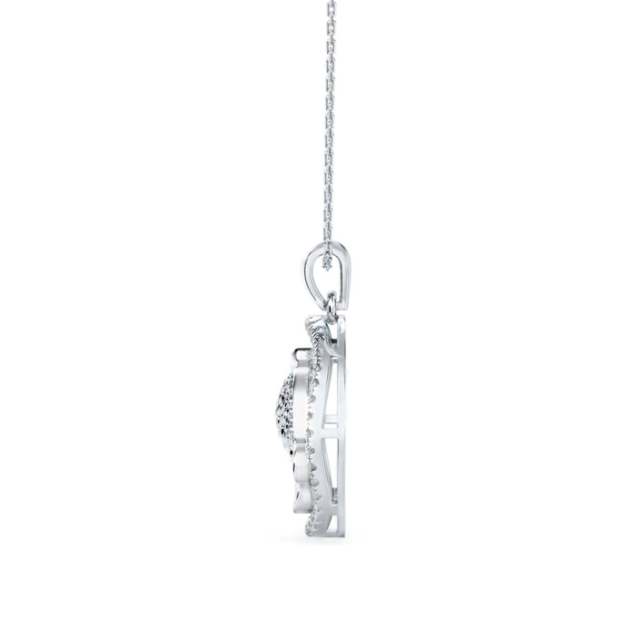 0.26Ct Fish Shape Pave Lab-Grown Diamond Gold Pendant Necklace