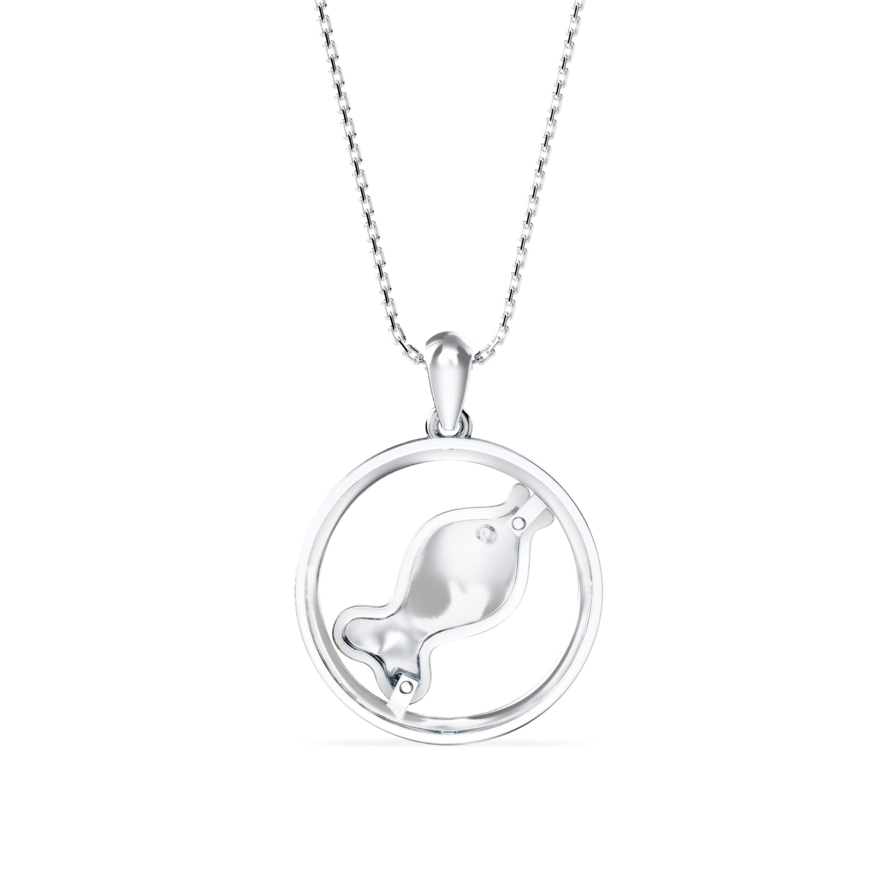 0.26Ct Fish Shape Pave Lab-Grown Diamond Gold Pendant Necklace