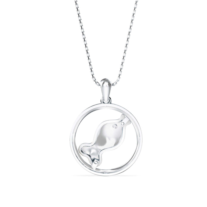 0.26Ct Fish Shape Pave Lab-Grown Diamond Gold Pendant Necklace