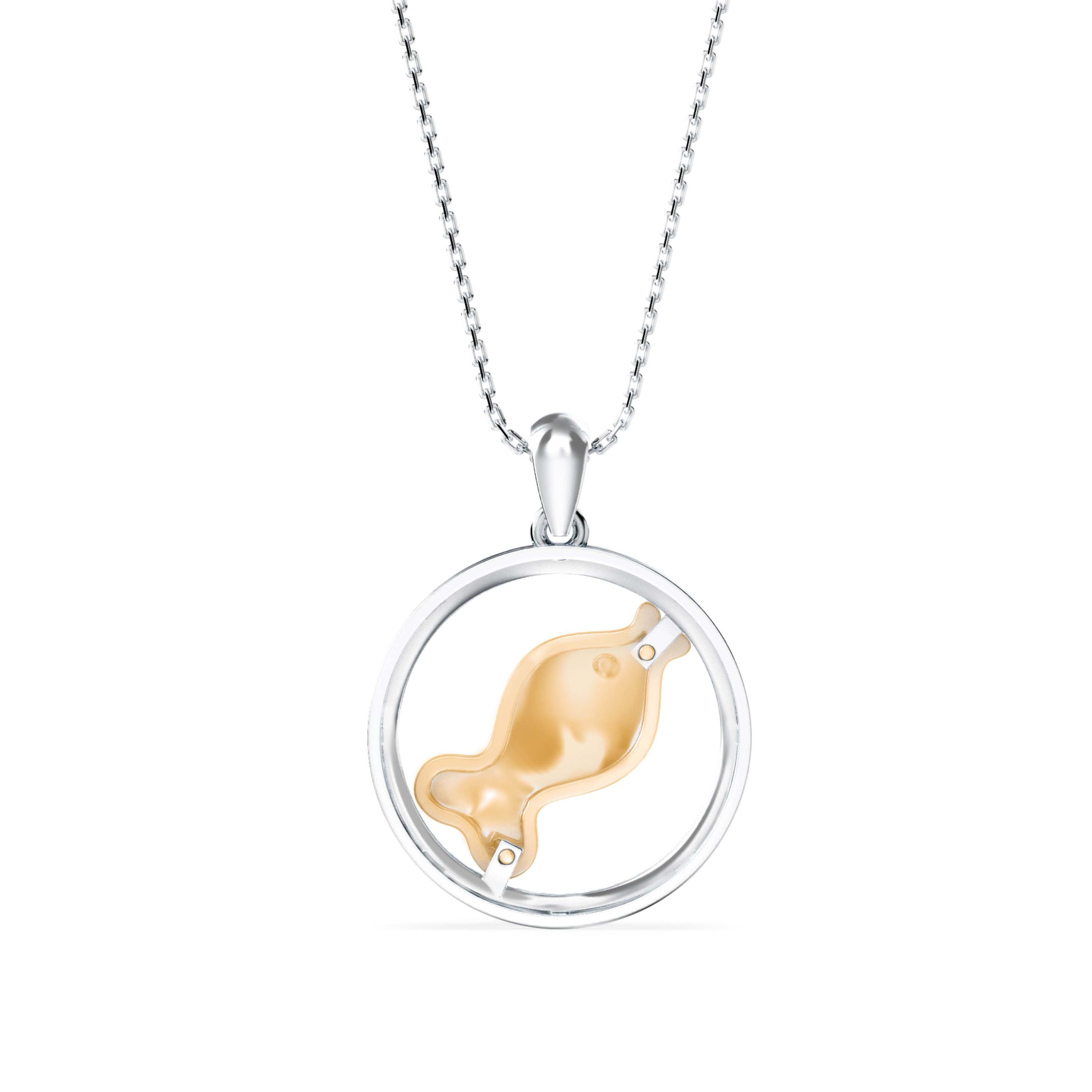0.26Ct Fish Shape Pave Lab-Grown Diamond Gold Pendant Necklace