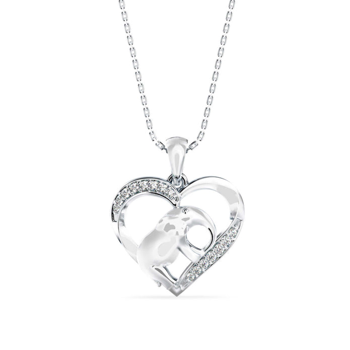 0.09Ct Elephant Heart Shape Lab-Grown Diamond Gold Pendant Necklace