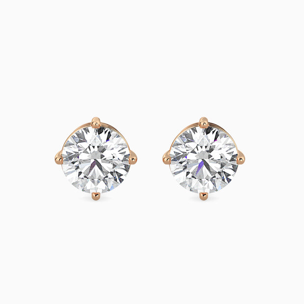 Round Cut Lab-Grown Diamond Gold Stud Earrings