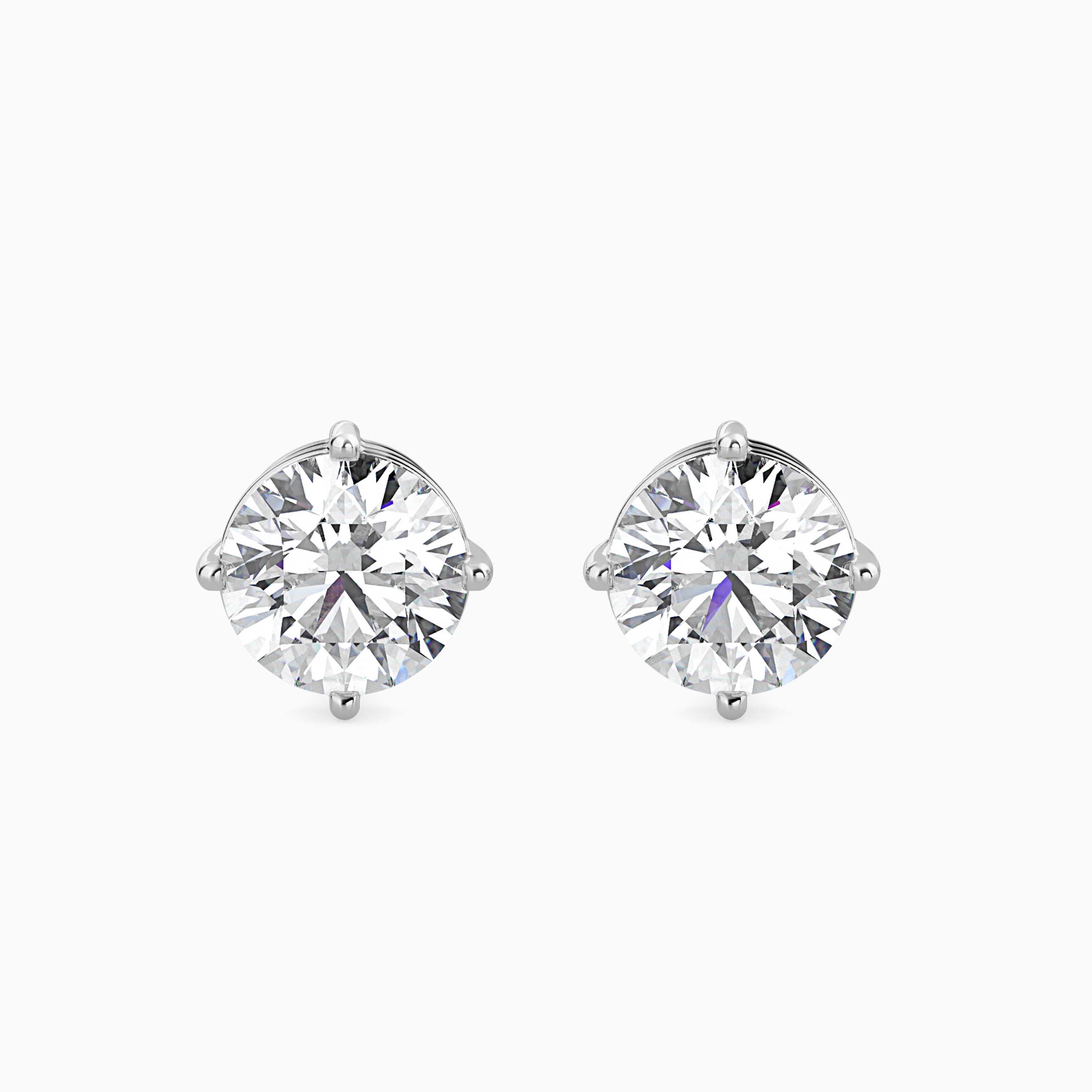 Round Cut Lab-Grown Diamond Gold Stud Earrings