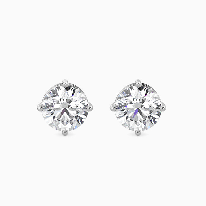 Round Cut Lab-Grown Diamond Gold Stud Earrings