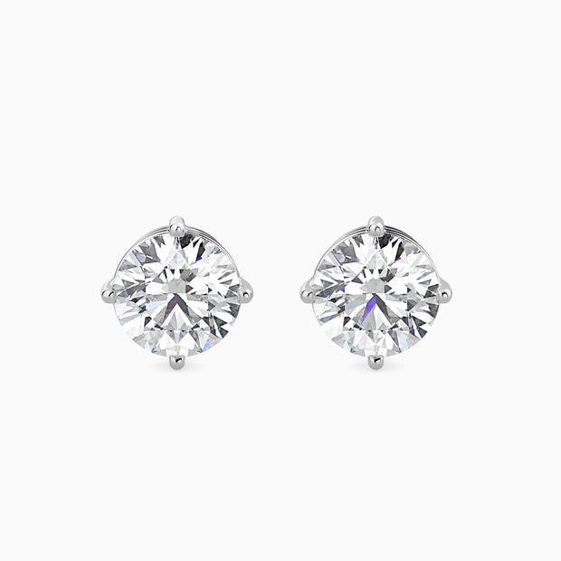 Round Cut Lab-Grown Diamond Gold Stud Earrings