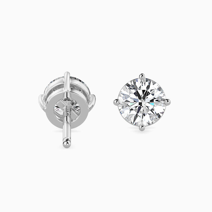 Round Cut Lab-Grown Diamond Gold Stud Earrings