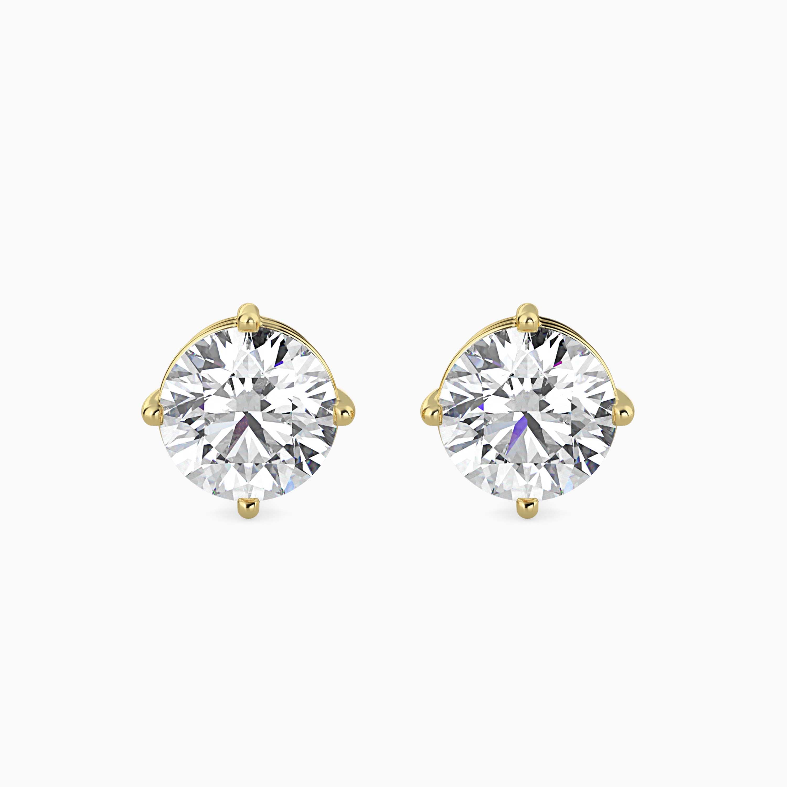 Round Cut Lab-Grown Diamond Gold Stud Earrings