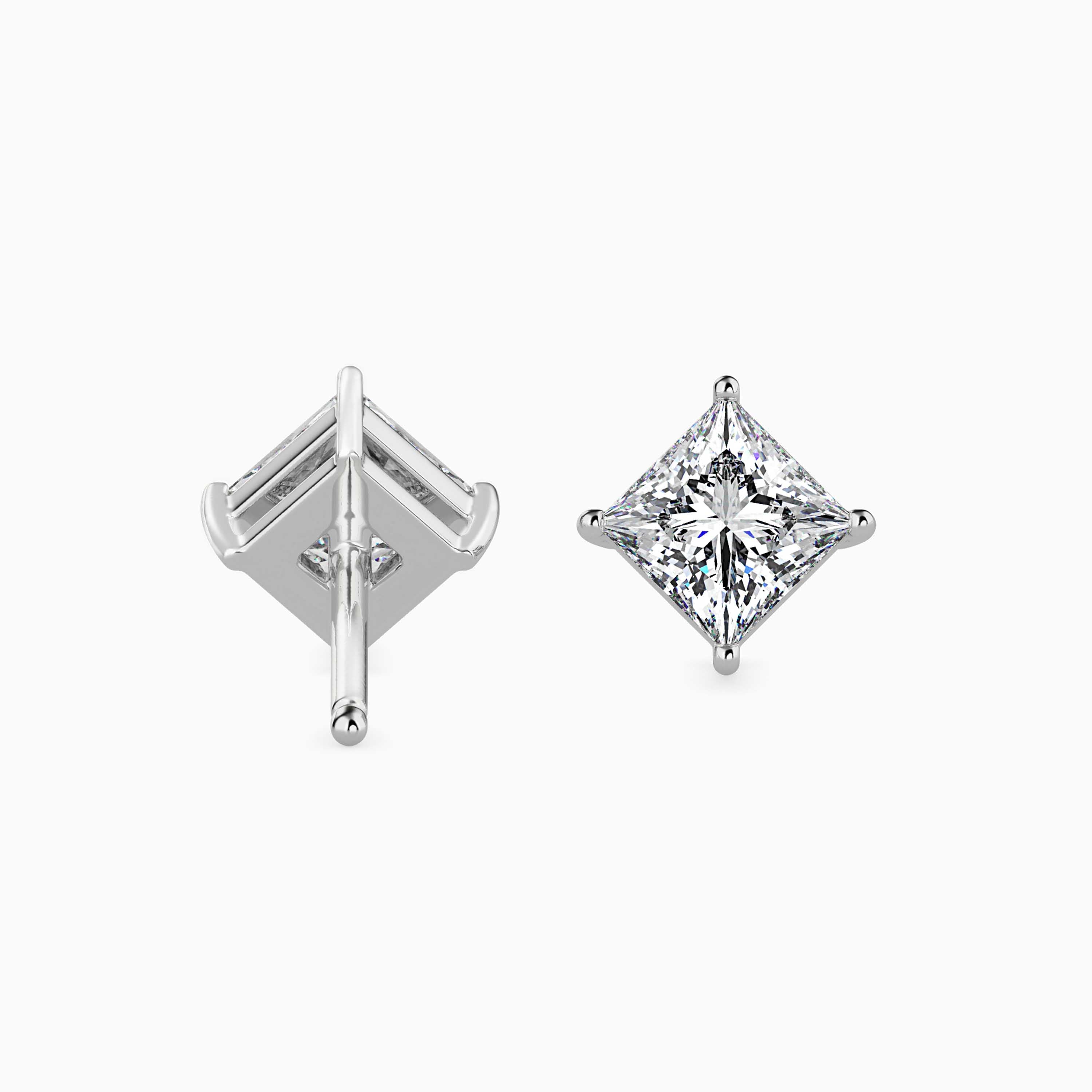 Princess Cut Lab-Grown Diamond Gold Stud Earrings