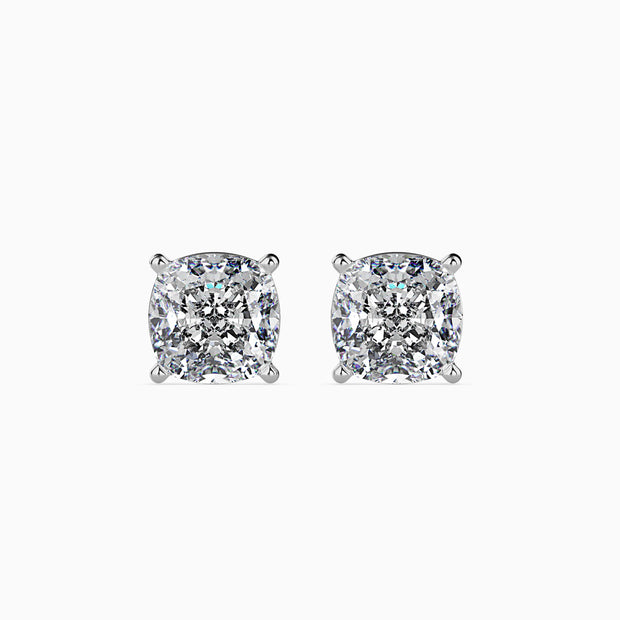 Cushion Cut Lab-Grown Diamond Gold Stud Earrings
