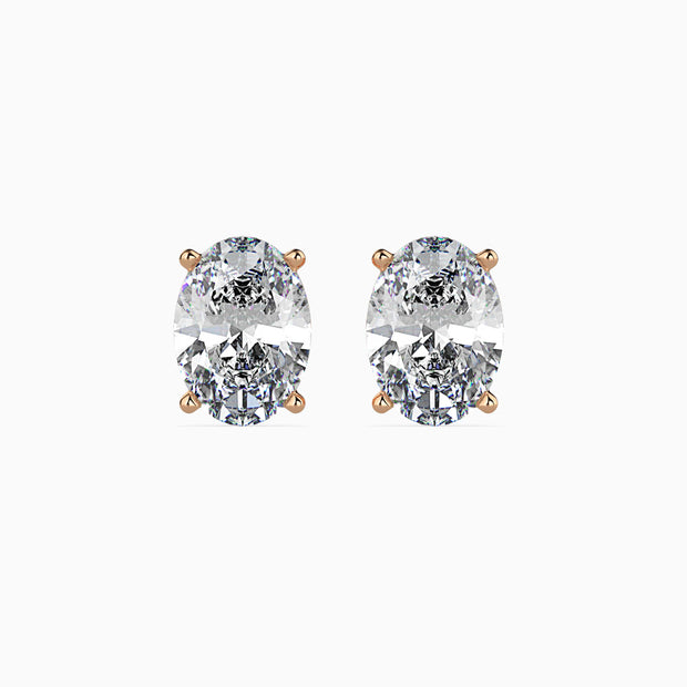 Oval Cut Lab-Grown Diamond Gold Stud Earrings