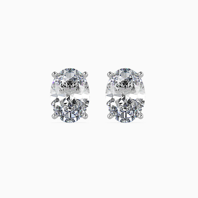 Oval Cut Lab-Grown Diamond Gold Stud Earrings