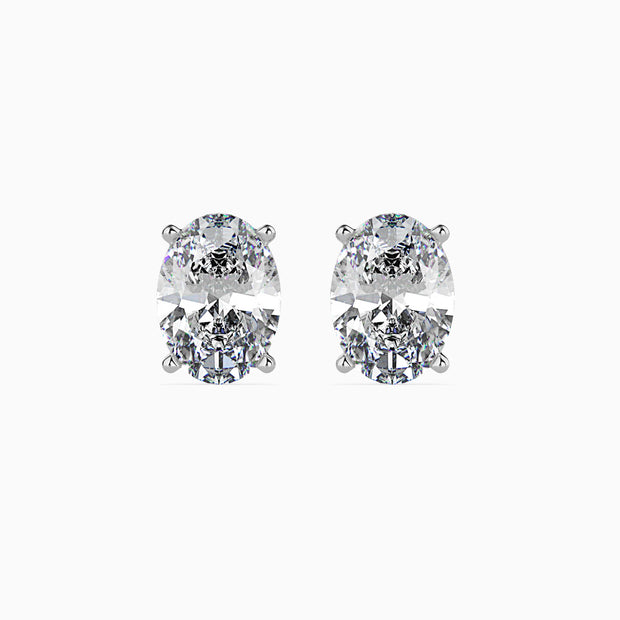 Oval Cut Lab-Grown Diamond Gold Stud Earrings