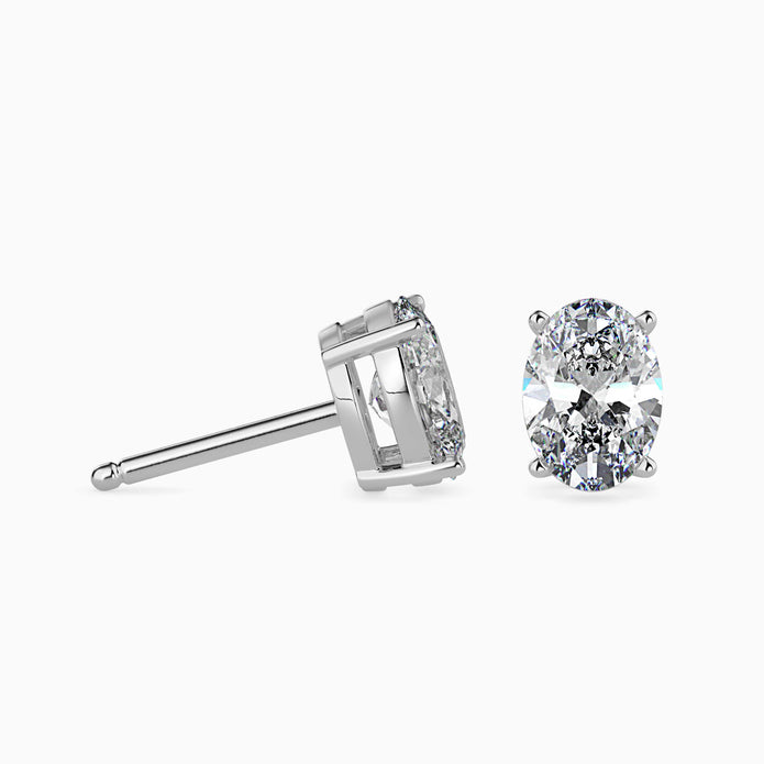 Oval Cut Lab-Grown Diamond Gold Stud Earrings