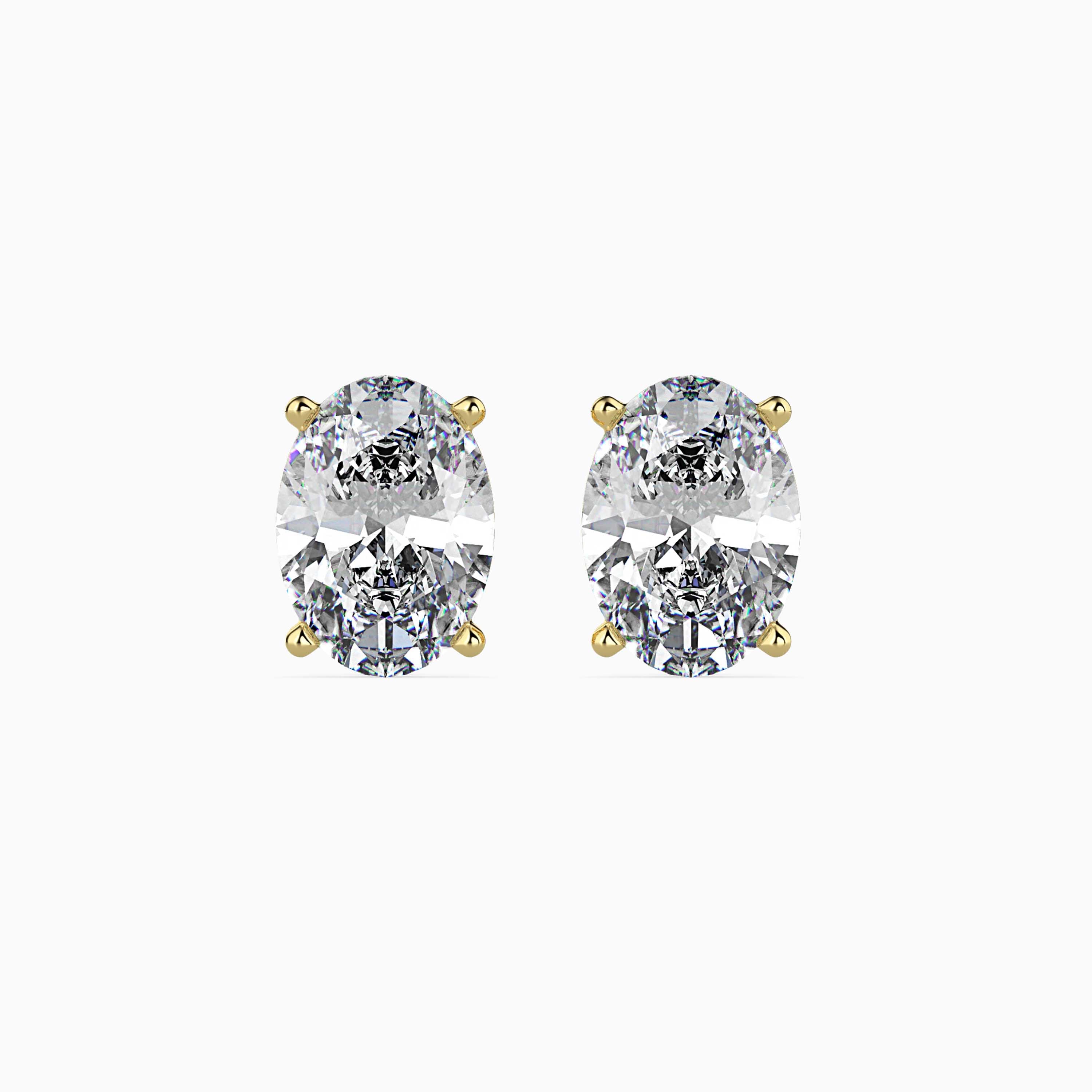 Oval Cut Lab-Grown Diamond Gold Stud Earrings