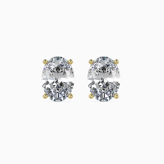 Oval Cut Lab-Grown Diamond Gold Stud Earrings