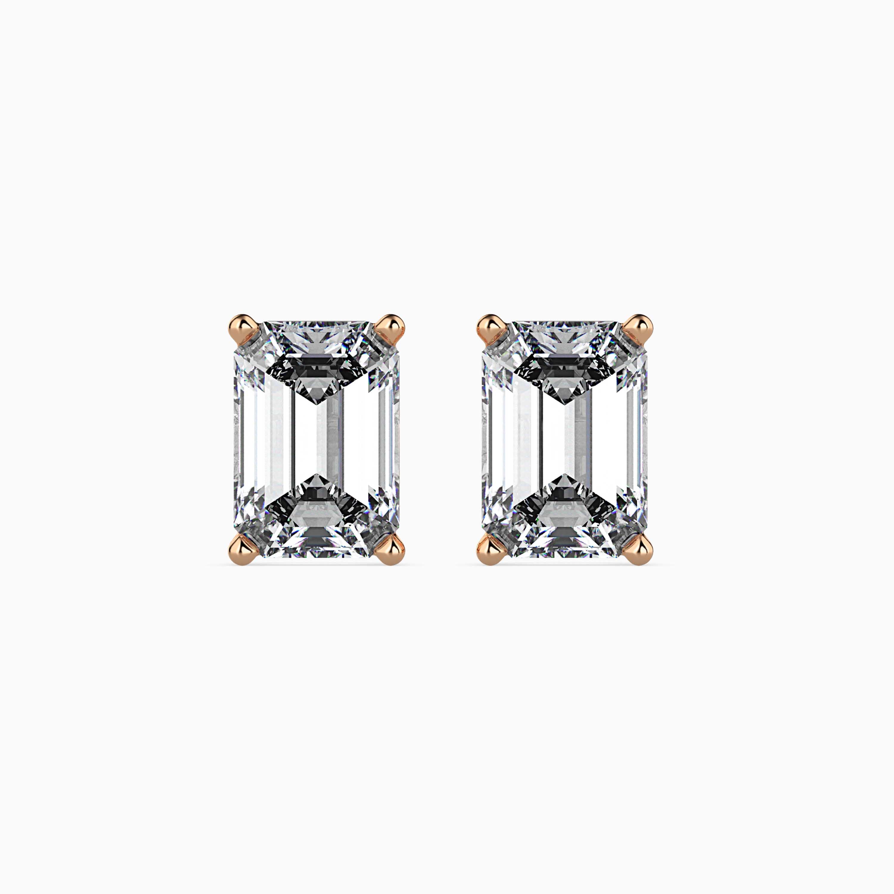 Emerald Cut Lab-Grown Diamond Gold Stud Earrings