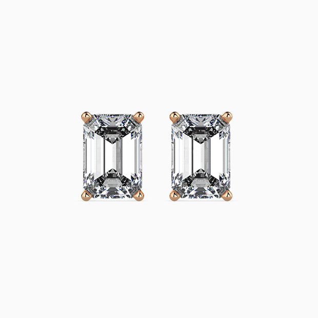 Emerald Cut Lab-Grown Diamond Gold Stud Earrings