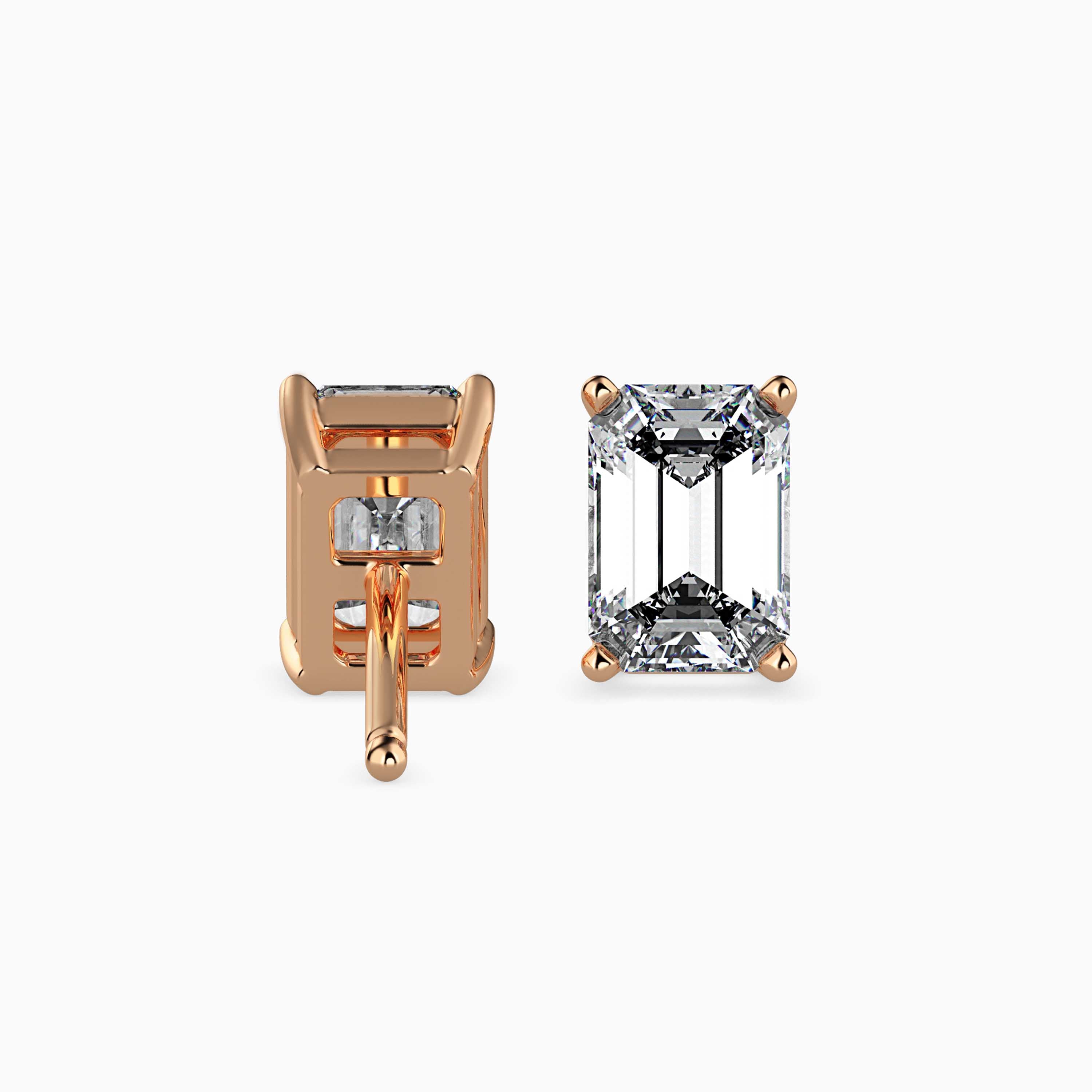 Emerald Cut Lab-Grown Diamond Gold Stud Earrings
