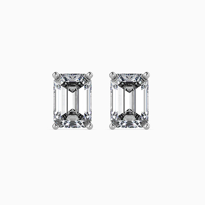 Emerald Cut Lab-Grown Diamond Gold Stud Earrings