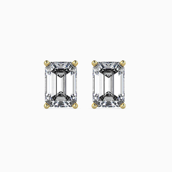 Emerald Cut Lab-Grown Diamond Gold Stud Earrings