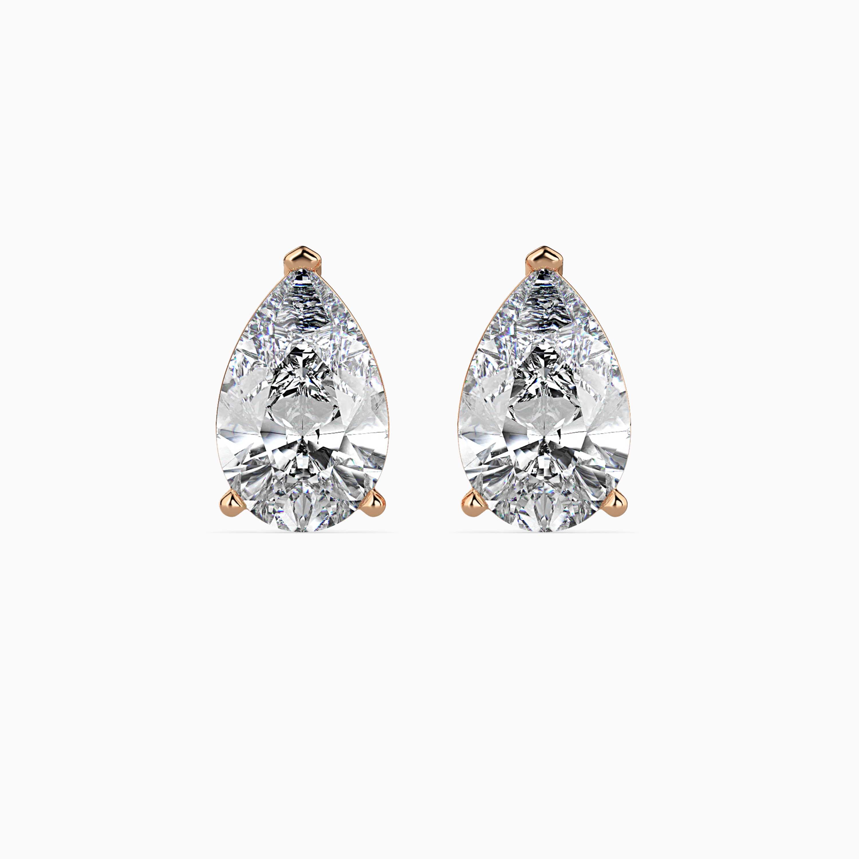 Pear Prong Set Lab-Grown Diamond Gold Stud Earrings