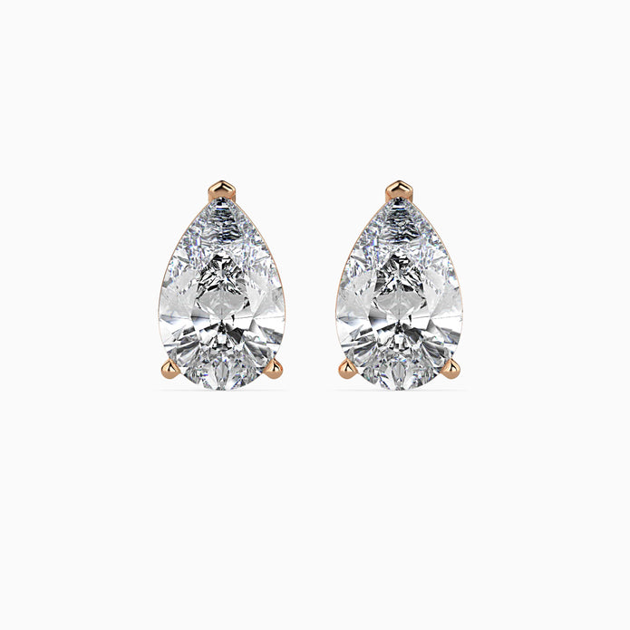 Pear Prong Set Lab-Grown Diamond Gold Stud Earrings