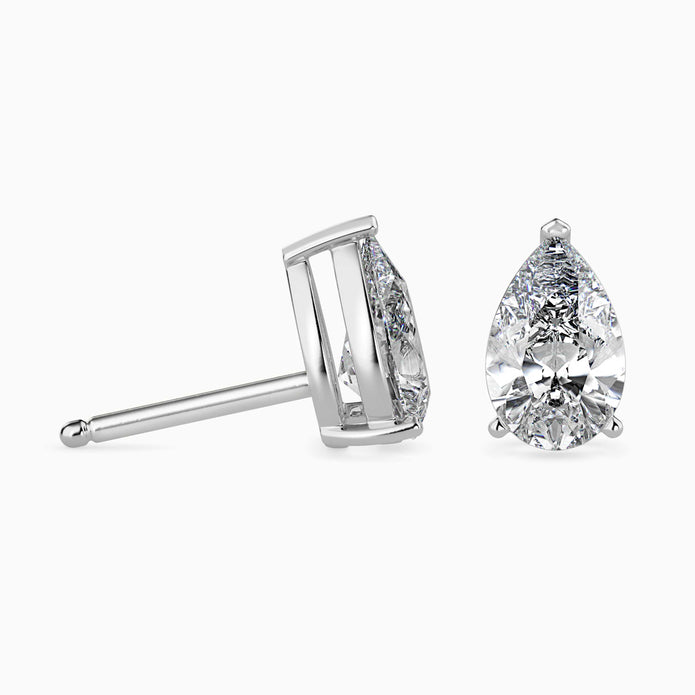 Pear Prong Set Lab-Grown Diamond Gold Stud Earrings
