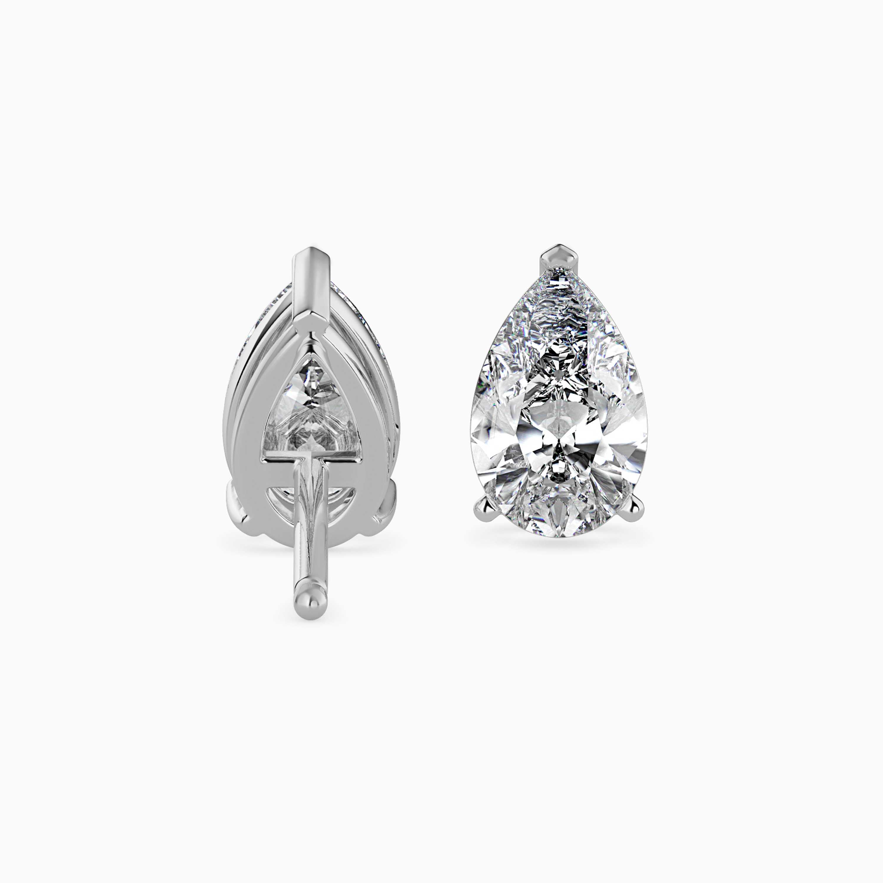 Pear Prong Set Lab-Grown Diamond Gold Stud Earrings